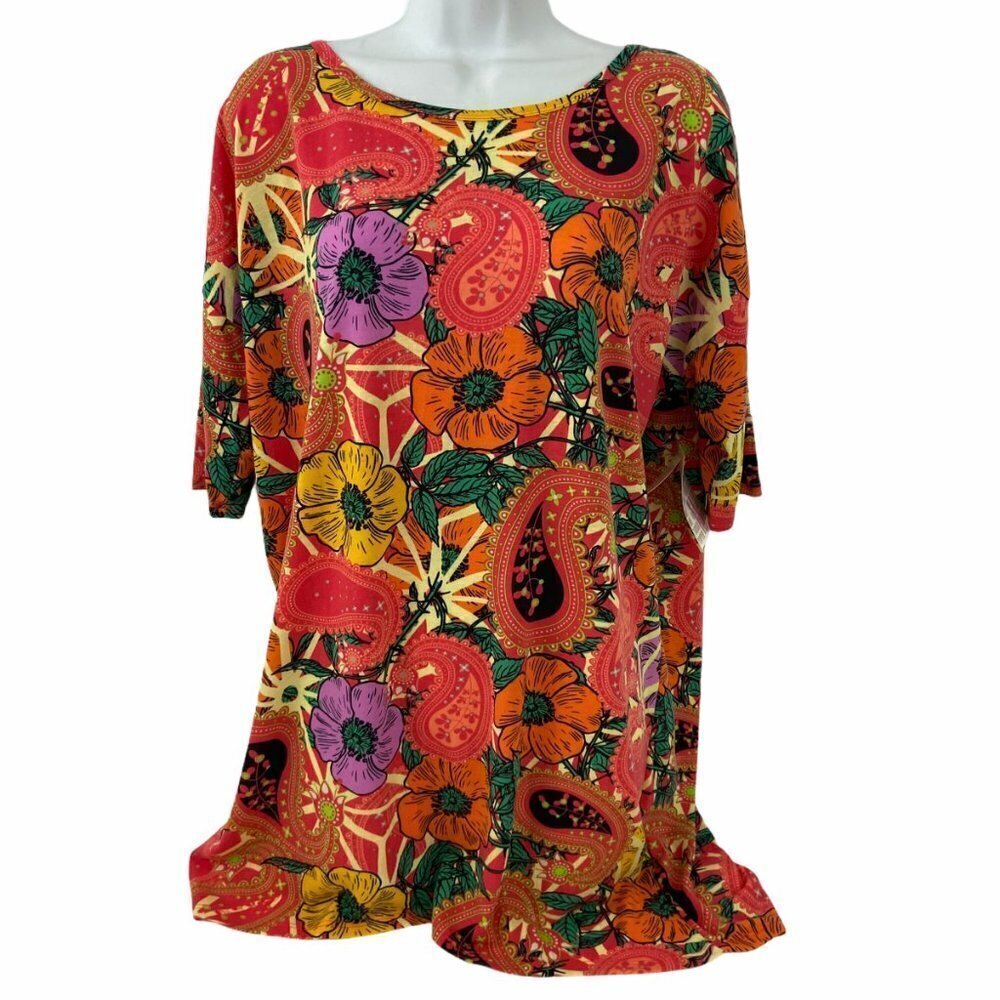 Lularoe‎ Irma Top Bright Orange Red Floral …